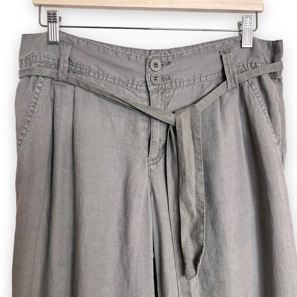 Calvin Klein Tie Front Wide Leg Relaxed Fit Linen Capri Pants Women's Size 8 - Picture 3 of 9